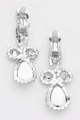 Confidence Blue Teardrop Crystal Rhinestone Vine Drop Collar Necklace & Clip on Earrings Set