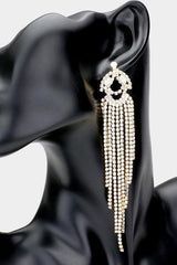 Rhinestone Gold Fringe Post Back Earrings