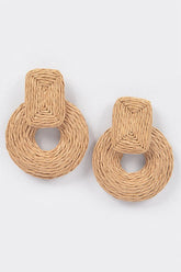 Reyna Straw Earrings - Camel