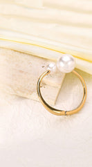 Pearl Adjustable Bangle Bracelet - Gold