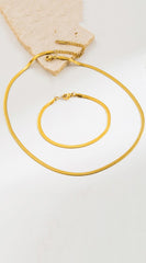 Chain Bracelet Necklace And Bracelet Set - Gold