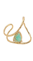 Reem Irregular Metal Wrap Resin Cuff Bracelet - Gold