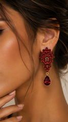 Sivera Marquise Teardrop Earrings - Red