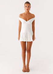 Endless Romance Off Shoulder Mini Dress - White