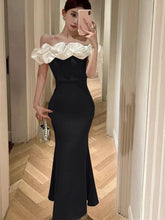 Sexy Bodycon Off Shoulder Party Dress Women New Slim Waist Patchwork Elegant Lady Fashion Prom Robe Long Vestidos Mujers