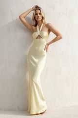 Halter Cutout Maxi Dress in Yellow