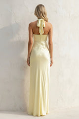 Halter Cutout Maxi Dress in Yellow