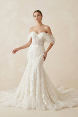 Off-the-Shoulder Lace Mermaid Wedding Dress