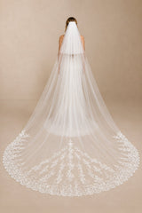 Lace Cathedral Veils with Blusher Wedding Veils in Ivory
