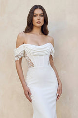 Mermaid Lace Off-the-Shoulder Wedding Dress in White