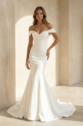 Mermaid Off-the-Shoulder Satin Wedding Dress