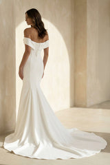 Mermaid Off-the-Shoulder Satin Wedding Dress