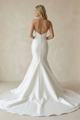 Mermaid Satin Strapless Maxi Wedding Dress in White