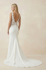 Mermaid Satin Wedding Dress With Appliques in Ivory