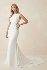 Mermaid Satin Wedding Dress With Appliques in Ivory