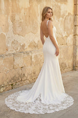 Mermaid Satin Wedding Dress With Lace in Ivory