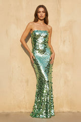 Mermaid Sequins Maxi Dress in Green
