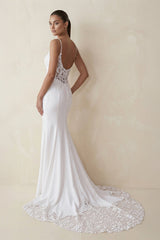 Mermaid Spaghetti Straps Lace Wedding Dress in White