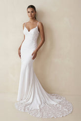 Mermaid Spaghetti Straps Lace Wedding Dress in White