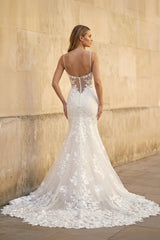 Mermaid Spaghetti Straps Lace Wedding Dress