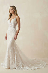 Mermaid Spaghetti Straps Lace Wedding Dress