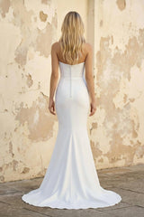 Mermaid Strapless Satin Wedding Dress in White