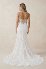 Mermaid Sweetheart Lace Wedding Dress With Sleeves