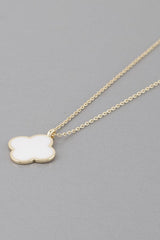Clover Pendant Gold Dipped Chain Necklace - White