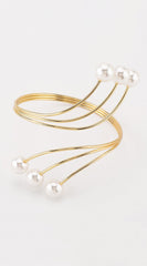 Pearl Metal Arm Cuff Bracelet - Gold