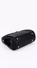 Siena Vegan Leather Top Handle Shoulder Bag - Black