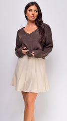 Solana Pleated Mini Skirt - Cream