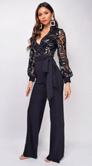 Eve Sequin Jumpsuit - Black