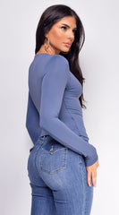 Nora Basic Long Sleeve Top - Blue