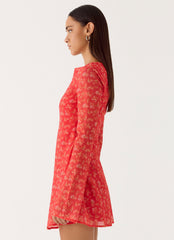 Sabella Mini Dress - Magenta Red Rose