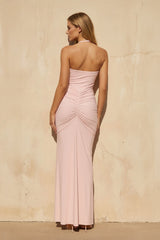 Halter Ruched Maxi Dress in Pink