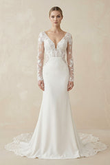 Ivory Lace Long Sleeves Mermaid Wedding Dress