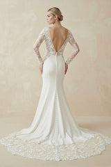 Ivory Lace Long Sleeves Mermaid Wedding Dress