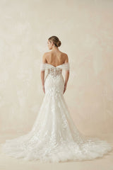 Off-the-Shoulder Lace Mermaid Wedding Dress