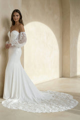 Mermaid Lace Wedding Dress with Appliques in White