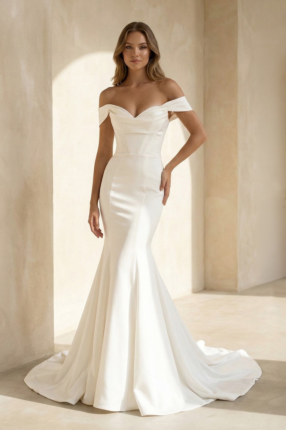 Mermaid Off-the-Shoulder Satin Wedding Dress
