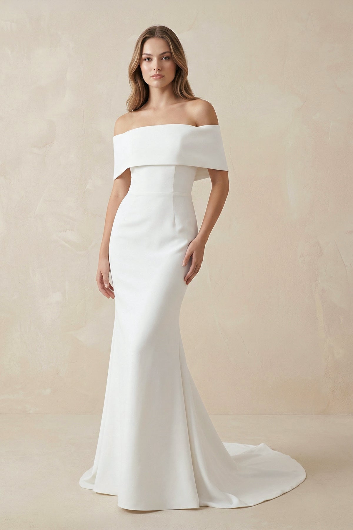 Mermaid Off-The-Shoulder Satin Wedding Dress in White