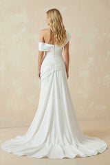 Mermaid Off The Shoulder Ruched Chiffon Wedding Dress