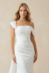 Mermaid Off The Shoulder Ruched Chiffon Wedding Dress