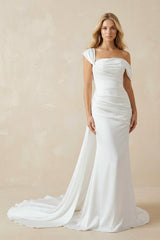Mermaid Off The Shoulder Ruched Chiffon Wedding Dress
