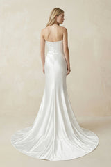 Mermaid Satin Sweetheart Mermaid Wedding Dress With Slit in White