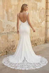 Mermaid Satin Wedding Dress With Lace in Ivory