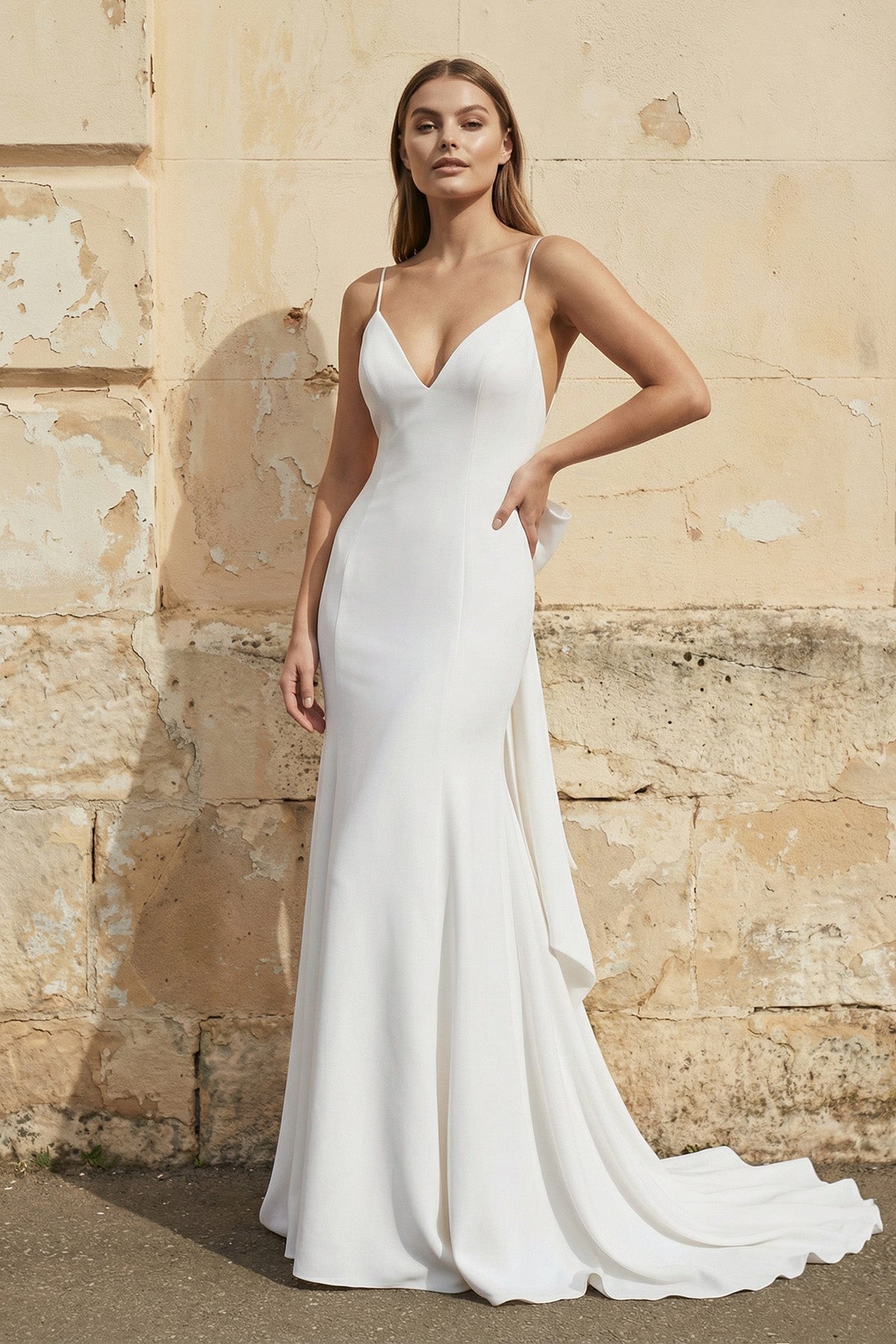 Mermaid Spaghetti Straps Wedding Dresses in White