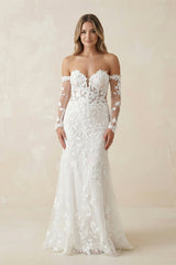 Mermaid Sweetheart Lace Wedding Dress With Sleeves