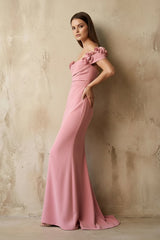 Off The Shoulder Floral Gown in Pink