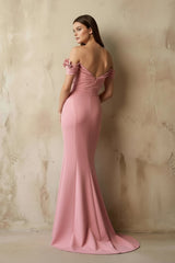 Off The Shoulder Floral Gown in Pink